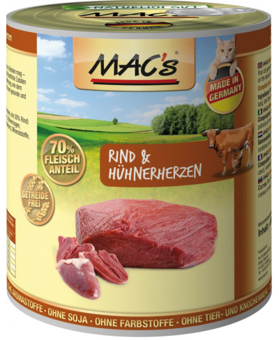 Macs Cat Rind-Hühnerherz 800gD